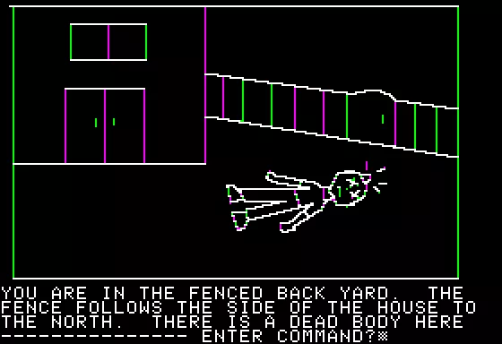 Hi-Res Adventure #1: Mystery House Apple II Uh oh, a dead body!