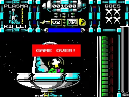 Dan Dare III: The Escape ZX Spectrum Miss a few more and its Game Over.
From here the game returns to the second game controller menu
