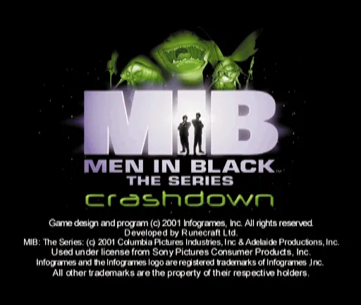 Men in Black: The Series - Crashdown PlayStation Title screen.