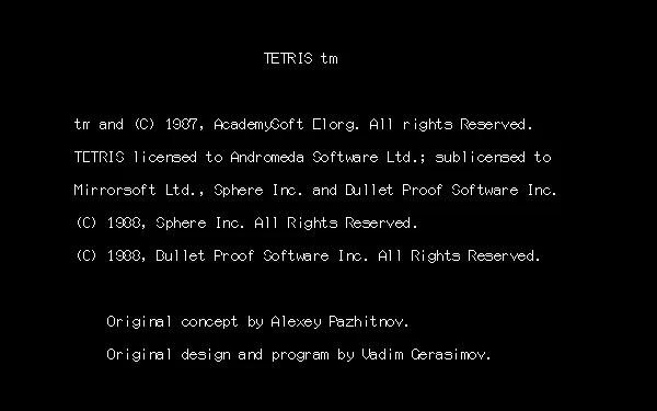 Tetris PC-98 Copyright screen