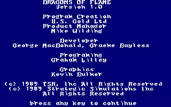 Dragons of Flame Amiga Title screen