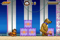 Garfield and his Nine Lives Game Boy Advance The first boss, a circus bear. He won&#x27;t hurt you until you hurt him first.