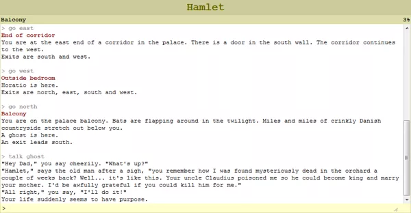 Hamlet: The Text Adventure Browser Walking around the castle
