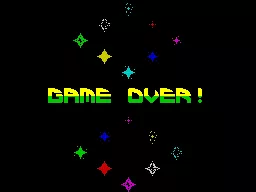 Draconus ZX Spectrum Game Over. Seems a bit gleeful that the game has won doesn&#x27;t it. From here the player is taken to the game&#x27;s title screen