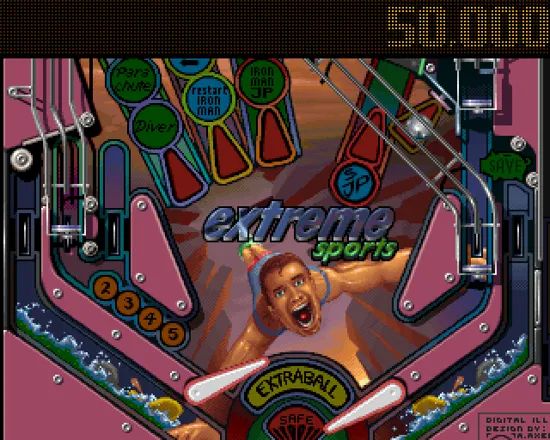 Pinball Illusions Amiga CD32 Extreme Sports table.