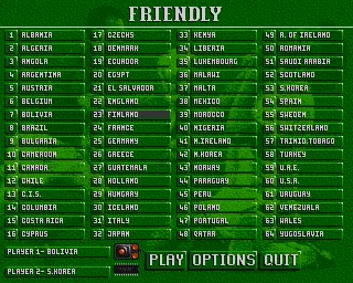 Striker Amiga CD32 Choosing teams.