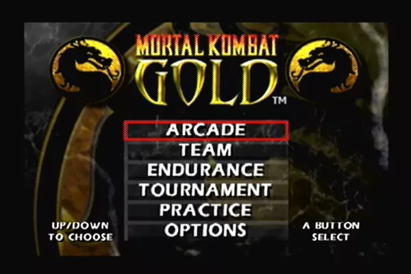 Mortal Kombat Gold Dreamcast Main menu