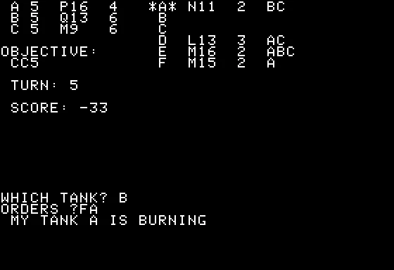 Tanktics Apple II My B tank destroys computer tank *A*