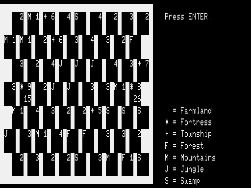 Conquest of Chesterwoode TRS-80 Game board