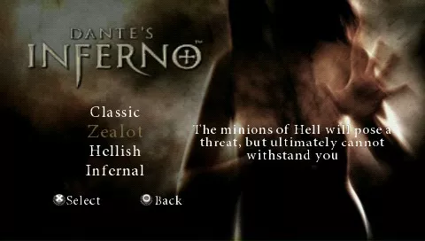Dante&#x27;s Inferno PSP Choosing a difficulty level