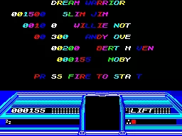 Dream Warrior ZX Spectrum The Hi-Score table is also a flashing technicolour job