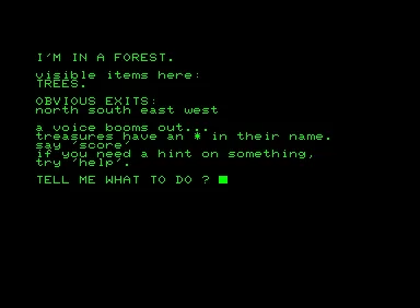 Adventureland Commodore PET/CBM The player starts in a forest