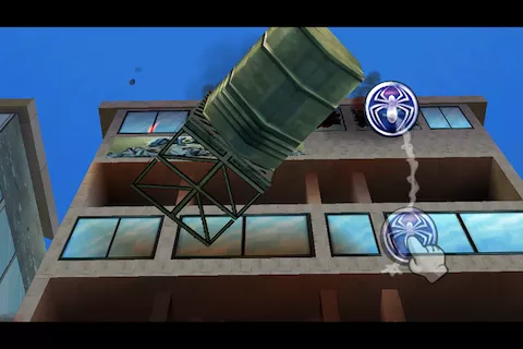 Spider-Man: Total Mayhem iPhone Move the blue icon to dodge attacks or avoid pitfalls.