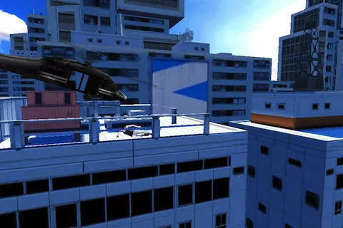 Mirror&#x27;s Edge iPhone Angry copter not like silly runner. Copter smash!