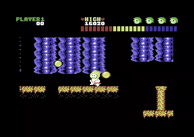 The Equalizer Commodore 64 Level 3 is underground. The bouncing balls are difficult to avoid. This is the first level with letters to collect.