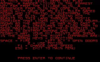 Beyond the Abyss DOS This is the first screen of the game&#x27;s help text. 
