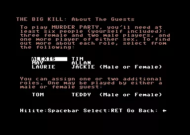 Make Your Own Murder Party Commodore 64 About the guests