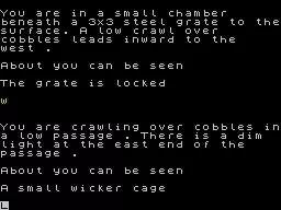 Adventure 1 ZX Spectrum Exploring and crawling through the caves. The descriptions are detailed and very helpful