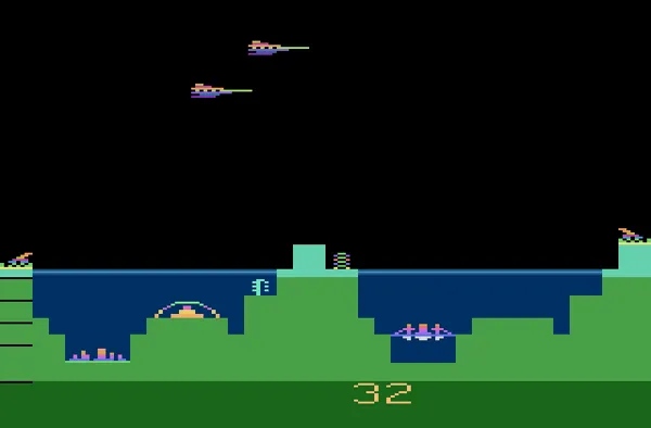 Atlantis II Atari 2600 The game looks the same except for the score font and lower scores.