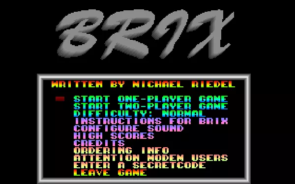 Brix DOS main menu