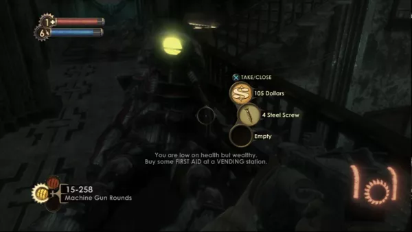 BioShock PlayStation 3 Always check defeated foes and various boxes and cans for useful items or cash.