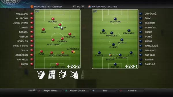 PES 2011: Pro Evolution Soccer PlayStation 3 Checking the team formations.