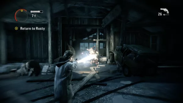Alan Wake Xbox 360 After taking the last enemy on the screen, final move will go in slow-motion so you can know there&#x27;s no more of them running around.