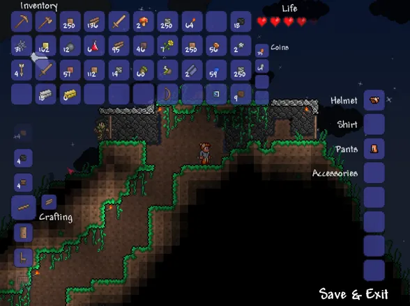 Terraria Windows Inventory and crafting interface