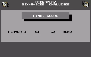Keith Van Eron&#x27;s Pro Soccer Commodore 64 Well, I lost 0:2. (indoor)