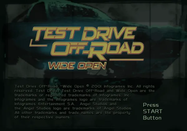 Test Drive: Off-Road - Wide Open PlayStation 2 Title screen.