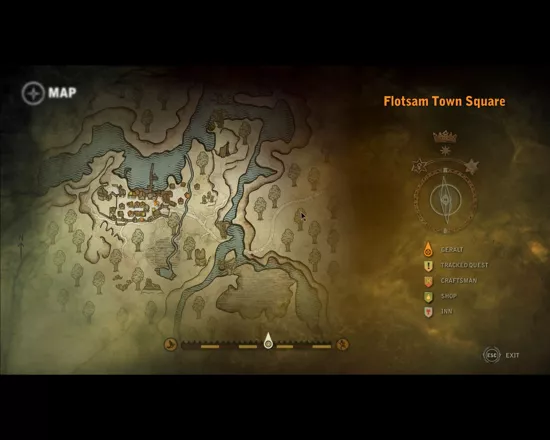 The Witcher 2: Assassins of Kings Windows Maps can be zoomed in or out, but the detail is still limited