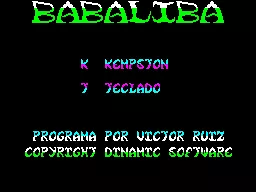 Babaliba ZX Spectrum The game&#x27;s menu screen only offers a choice of controller