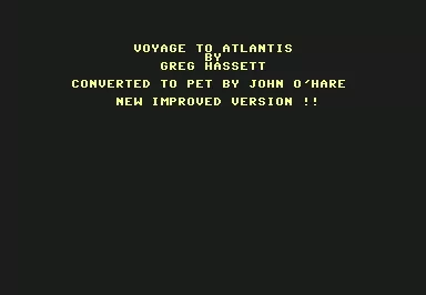 Voyage to Atlantis Commodore 64 Title screen
