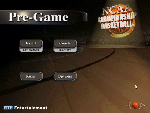 NCAA Championship Basketball DOS Main menu.