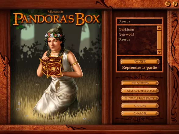 Microsoft Pandora&#x27;s Box Windows Player selection screen (French version)