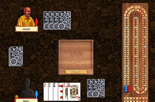 Hoyle Backgammon &#x26; Cribbage Windows So the computer opponent has been selected and the cards have been dealt. The first move is to place two discards into the crib