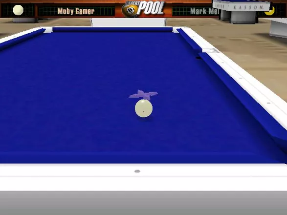 Expert Pool Windows The start of the game. This multi-directional purple arrow is how the game lets the player know that they can position the cue ball anywhere by holding the right mouse button