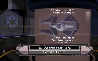 Star Wars: TIE Fighter DOS The Tech Room can give you basic information about Imperial, Rebel and Neutral ships you will encounter in the game.