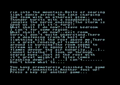 Frankenstein Commodore 64 And ending the game. I can&#x27;t even figure out how to get out of the room.