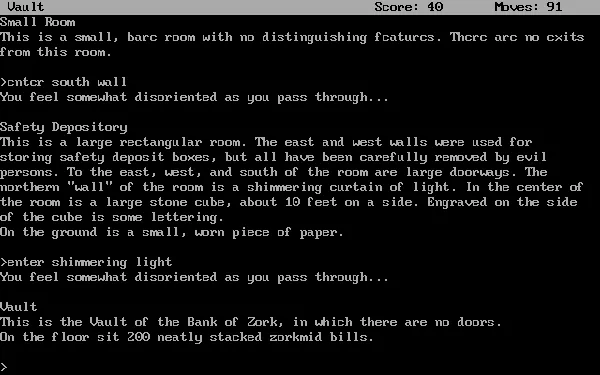 Zork II: The Wizard of Frobozz DOS Inside the Bank of Zork - one of the tougher puzzles in the game.