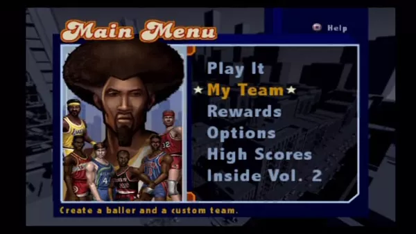 NBA Street Vol. 2 PlayStation 2 Main menu
