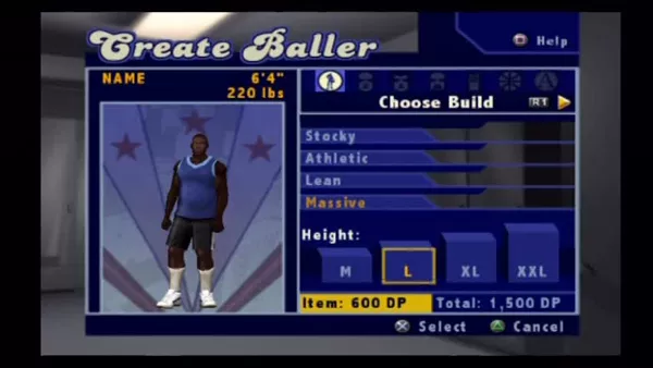 NBA Street Vol. 2 PlayStation 2 Create A Baller mode does what it says on the tin.