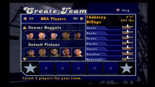 NBA Street Vol. 2 PlayStation 2 Create a team mode lets you pull from NBA players or your own created ballers.