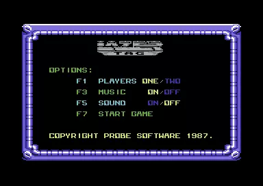 Lazer Tag Commodore 64 Title screen and main menu