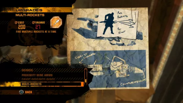Red Faction: Guerrilla PlayStation 3 Exchanging gathered materials for new weapons and upgrades.