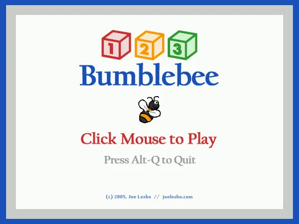 1-2-3 Bumblebee Windows Title screen