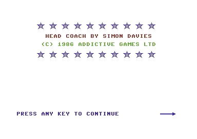 Head Coach Commodore 64 Title screen