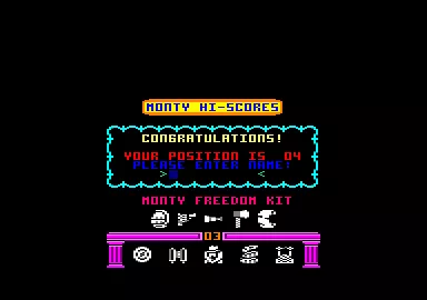 Monty on the Run Amstrad CPC I can enter my name for high scores. I&#x27;m number four.
