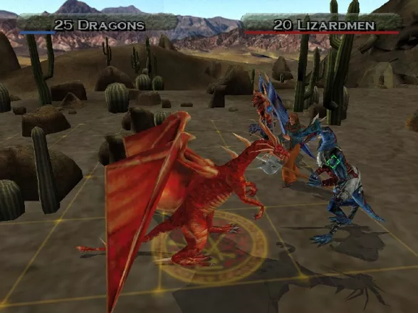 Heroes of Might and Magic: Quest for the DragonBone Staff PlayStation 2 Combat: I guess the lizard is a toast..