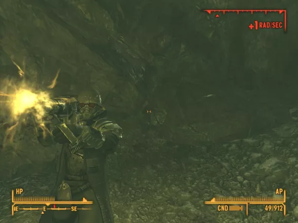 Fallout: New Vegas - Lonesome Road Windows 10mm shoulder machine gun in action.